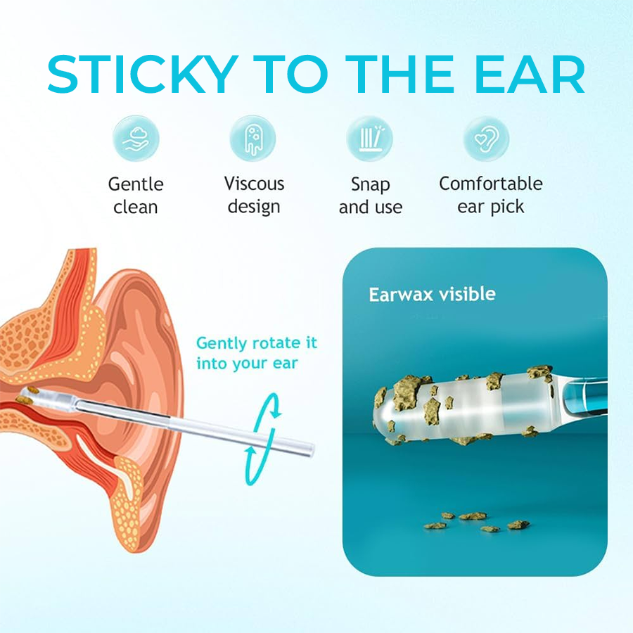 Sticky Ear Cleaning Sticks | Instantly Lifts Wax Out Without Pushing 1 Box/24 PCS