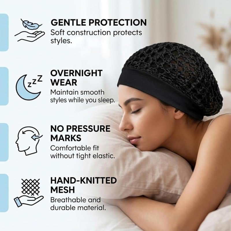 🌙 3-Piece Stretchy Wide-Edge Sleeping Cap Set