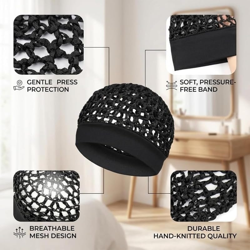 🌙 3-Piece Stretchy Wide-Edge Sleeping Cap Set