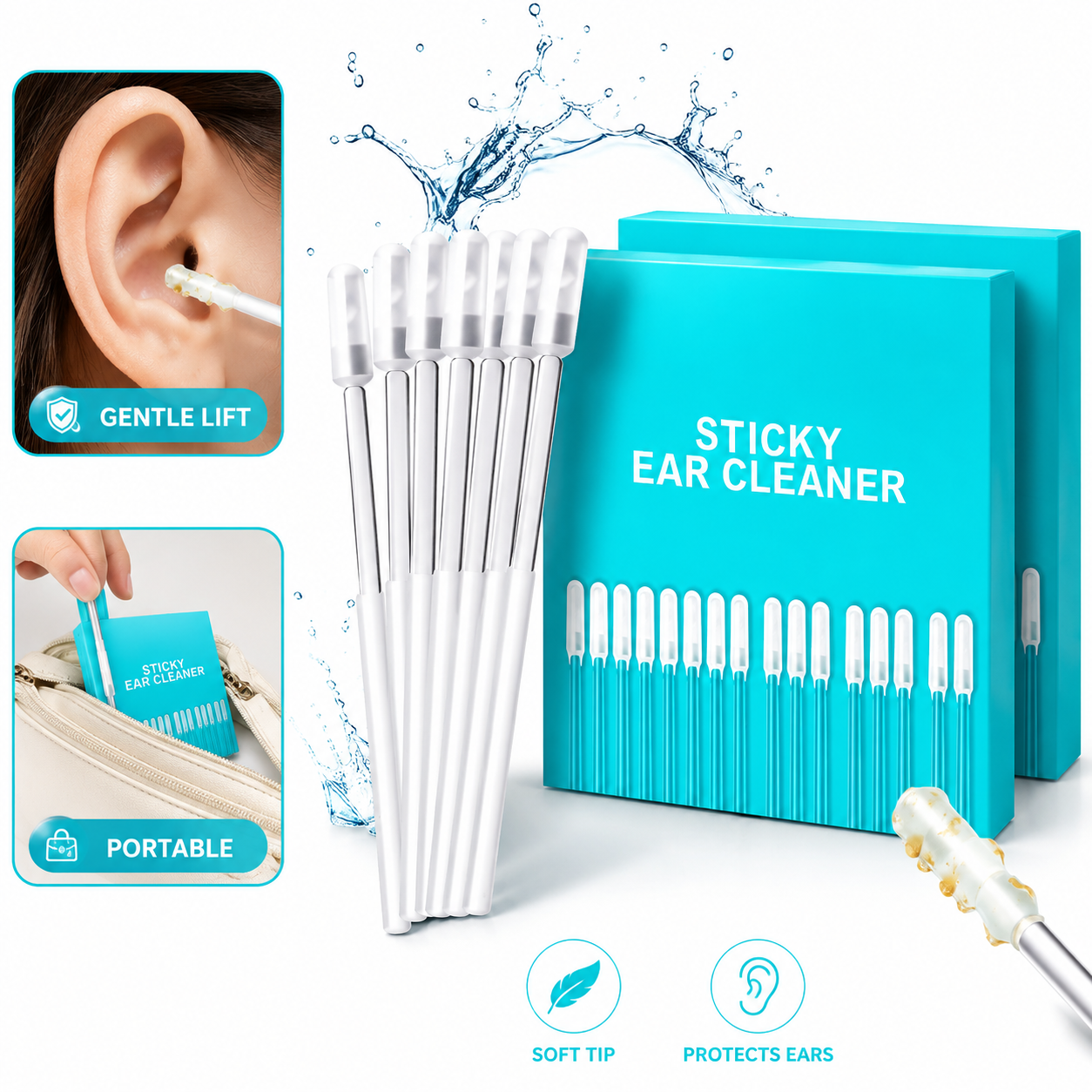 Sticky Ear Cleaning Sticks | Instantly Lifts Wax Out Without Pushing 1 Box/24 PCS