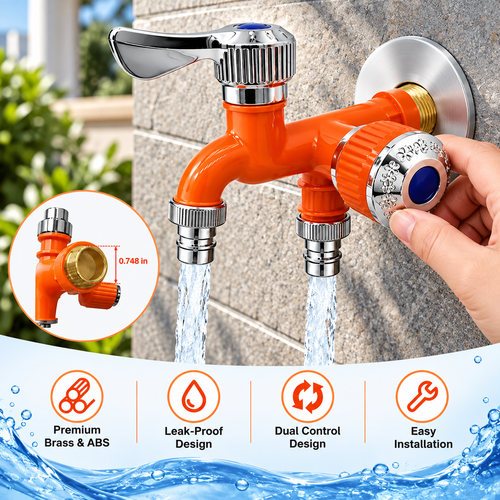 ⏳ LAST DAY: 50% OFF 🔥Universal Anti-Freeze Dual Outlet Faucet – 1 In 2 Out Water Tap