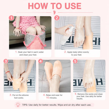 🔥Reusable Silicone Moisturizing Foot Socks – Hydrating Gel Heel Masks for Dry, Cracked Feet