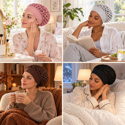 🌙 3-Piece Stretchy Wide-Edge Sleeping Cap Set